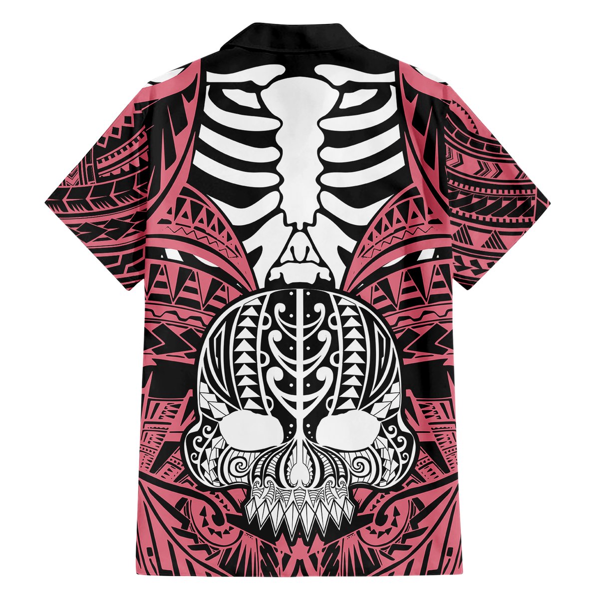 Personalised Polynesia Skull Hawaiian Shirt With Boars Tusk Pink Arty Vibe LT9 - Polynesian Pride