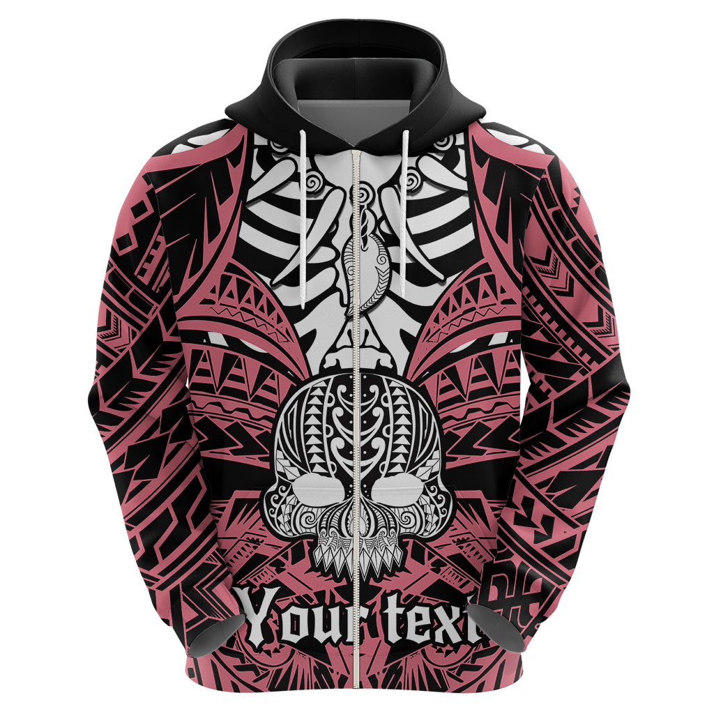 Personalised Polynesia Skull Hoodie With Boars Tusk Pink Arty Vibe LT9 - Polynesian Pride