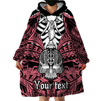 Personalised Polynesia Skull Wearable Blanket Hoodie With Boars Tusk Pink Arty Vibe LT9 - Polynesian Pride