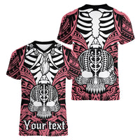 personalised-polynesia-skull-women-v-neck-t-shirt-with-boars-tusk-pink-arty-vibe