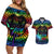 fiji-lgbt-couples-matching-off-shoulder-short-dress-and-hawaiian-shirt-love-is-love-tapa-pattern-rainbow-water-color