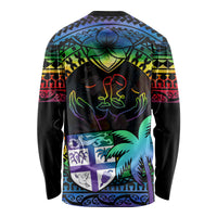 Fiji LGBT Long Sleeve Shirt Love Is Love Tapa Pattern Rainbow Water Color LT9 - Polynesian Pride