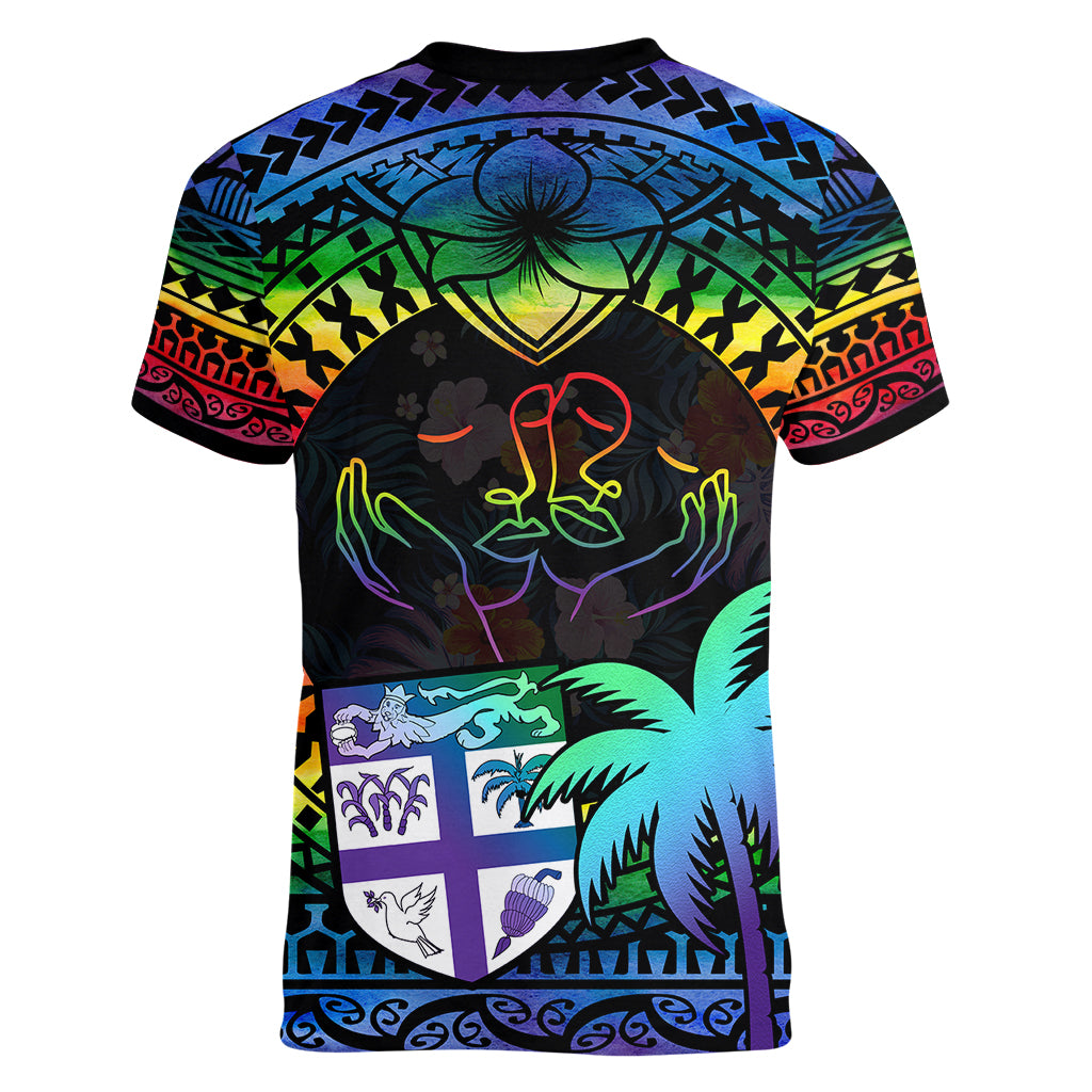 fiji-lgbt-women-v-neck-t-shirt-love-is-love-tapa-pattern-rainbow-water-color