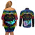 personalised-fiji-lgbt-couples-matching-off-shoulder-short-dress-and-long-sleeve-button-shirts-love-is-love-tapa-pattern-rainbow-water-color