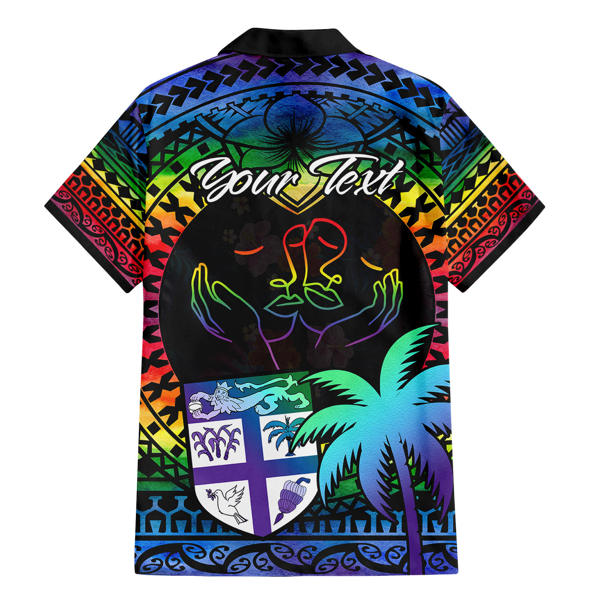 personalised-fiji-lgbt-family-matching-mermaid-dress-and-hawaiian-shirt-love-is-love-tapa-pattern-rainbow-water-color