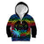 Personalised Fiji LGBT Kid Hoodie Love Is Love Tapa Pattern Rainbow Water Color LT9 Zip Hoodie Black - Polynesian Pride