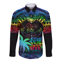 personalised-fiji-lgbt-long-sleeve-button-shirt-love-is-love-tapa-pattern-rainbow-water-color