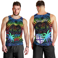 Personalised Fiji LGBT Men Tank Top Love Is Love Tapa Pattern Rainbow Water Color LT9 - Polynesian Pride