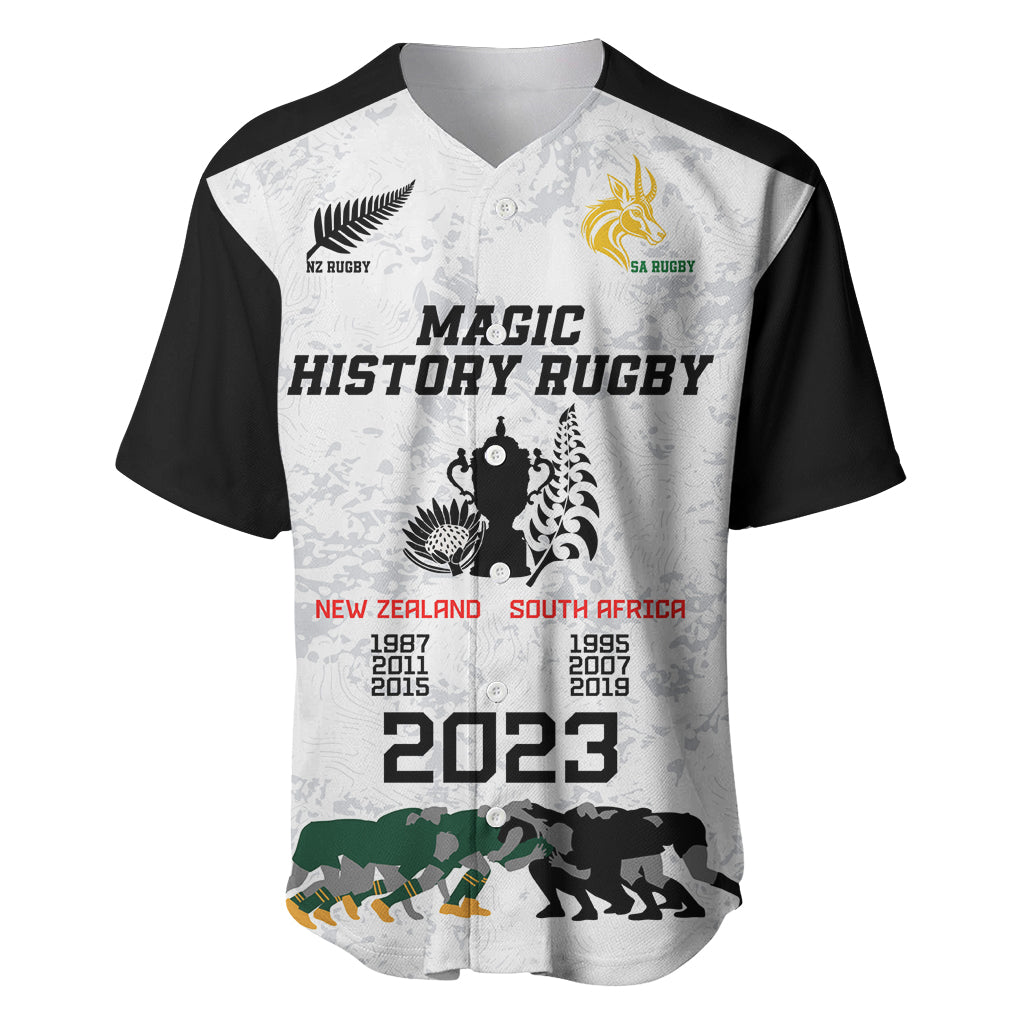 New Zealand South Africa Rugby Baseball Jersey History Commemorative World Cup Winners Unique LT9 White - Polynesian Pride