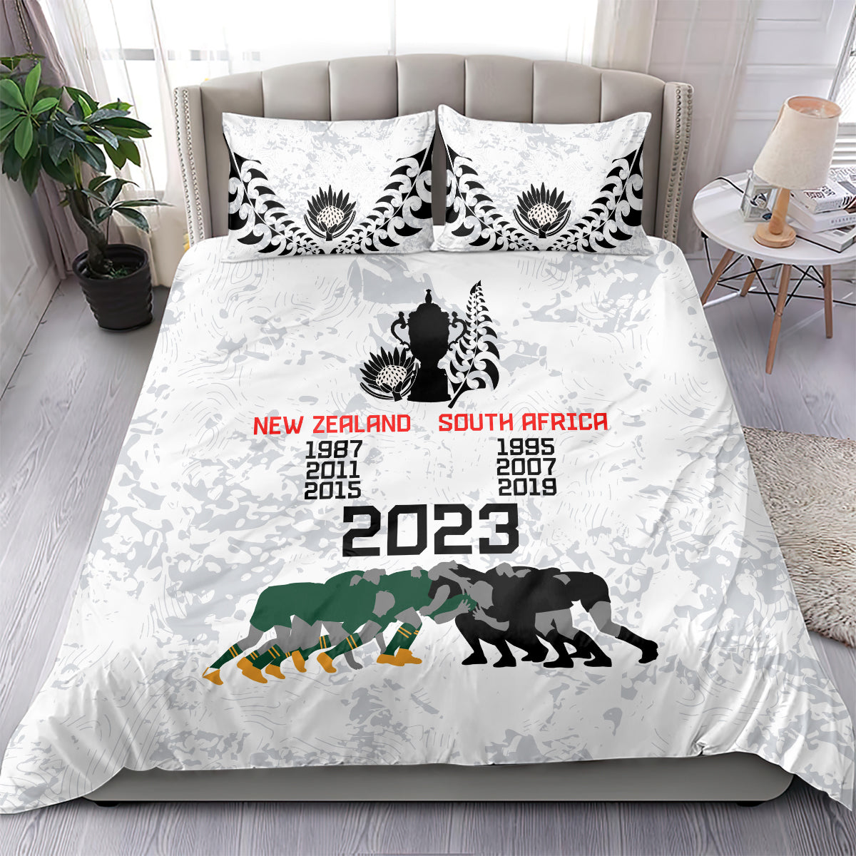 New Zealand South Africa Rugby Bedding Set History Commemorative World Cup Winners Unique LT9 - Polynesian Pride