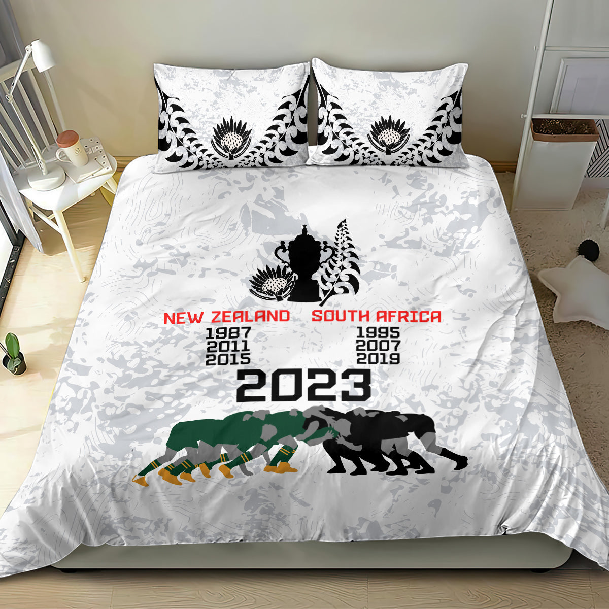 New Zealand South Africa Rugby Bedding Set History Commemorative World Cup Winners Unique LT9 - Polynesian Pride