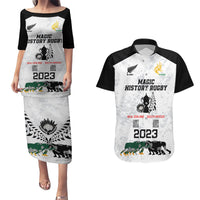 New Zealand South Africa Rugby Couples Matching Puletasi Dress and Hawaiian Shirt History Commemorative World Cup Winners Unique LT9 White - Polynesian Pride