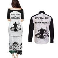New Zealand South Africa Rugby Couples Matching Puletasi Dress and Long Sleeve Button Shirt History Commemorative World Cup Winners Unique LT9 - Polynesian Pride