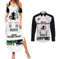 New Zealand South Africa Rugby Couples Matching Summer Maxi Dress and Long Sleeve Button Shirt History Commemorative World Cup Winners Unique LT9 White - Polynesian Pride