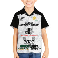 New Zealand South Africa Rugby Family Matching Long Sleeve Bodycon Dress and Hawaiian Shirt History Commemorative World Cup Winners Unique LT9 Son's Shirt White - Polynesian Pride