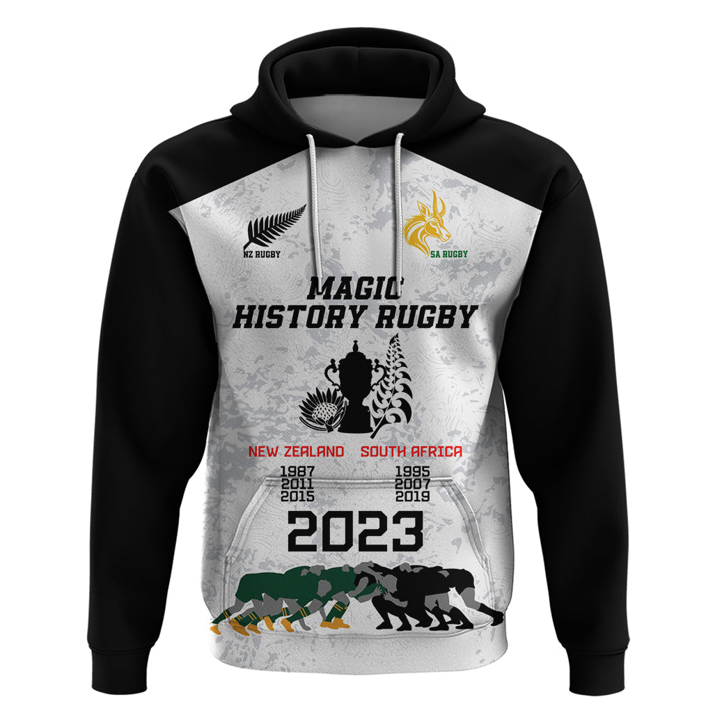 New Zealand South Africa Rugby Hoodie History Commemorative World Cup Winners Unique LT9 White - Polynesian Pride