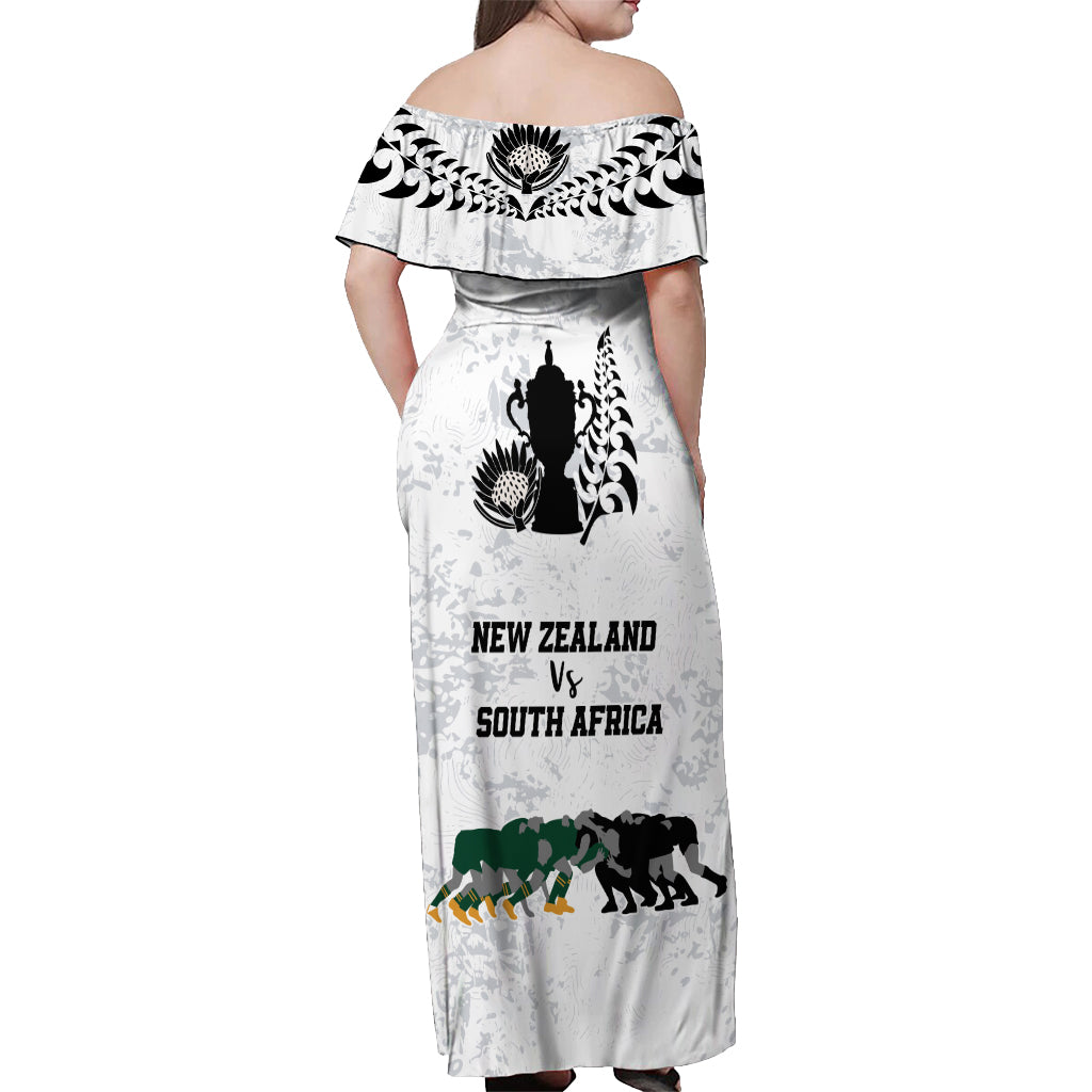 New Zealand South Africa Rugby Off Shoulder Maxi Dress History Commemorative World Cup Winners Unique LT9 - Polynesian Pride