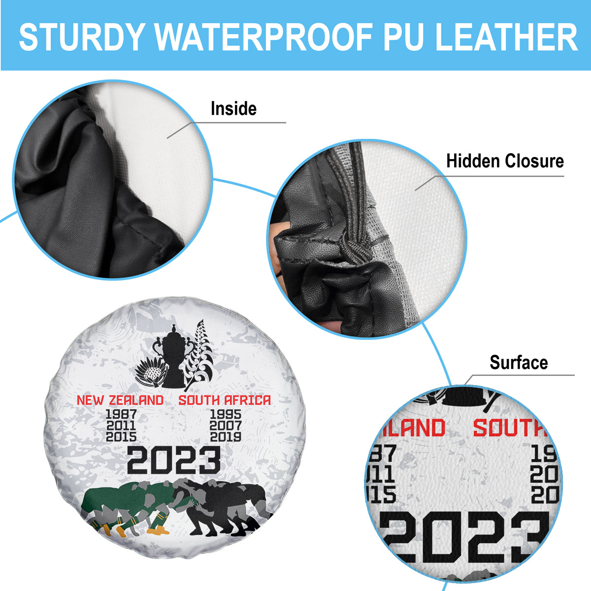 New Zealand South Africa Rugby Spare Tire Cover History Commemorative World Cup Winners Unique LT9 - Polynesian Pride