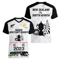 New Zealand South Africa Rugby Women V Neck T Shirt History Commemorative World Cup Winners Unique LT9 - Polynesian Pride