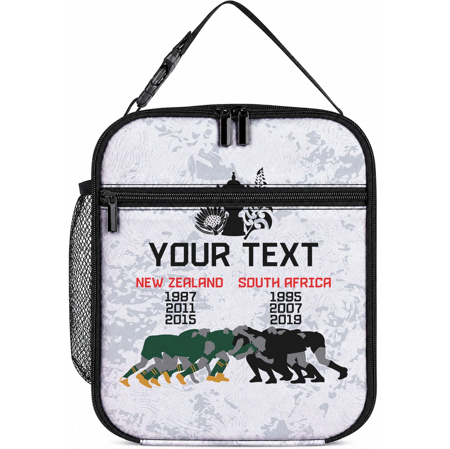 Custom New Zealand South Africa Rugby Lunch Bag History Commemorative World Cup Winners Unique LT9 10.2 × 8.3 × 4.3 inch White - Polynesian Pride