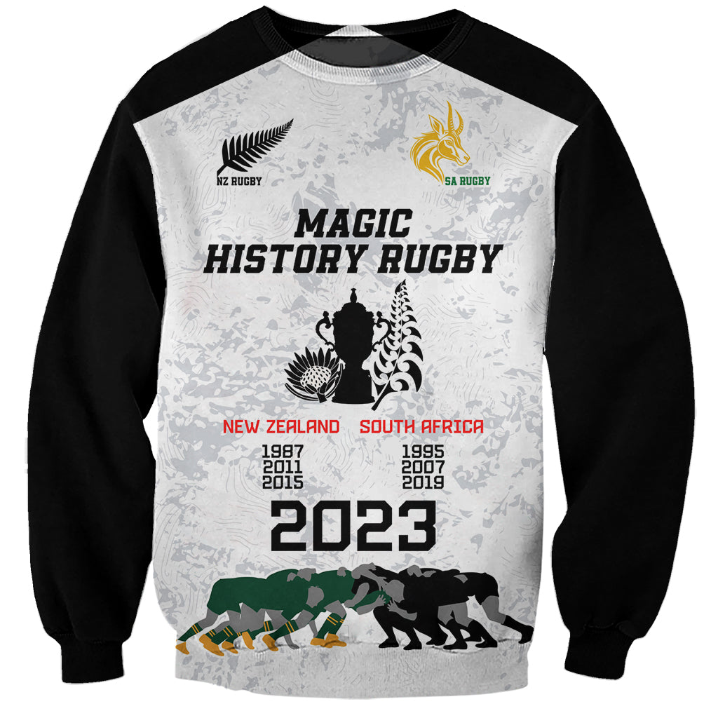 Custom New Zealand South Africa Rugby Sweatshirt History Commemorative World Cup Winners Unique LT9 Unisex White - Polynesian Pride