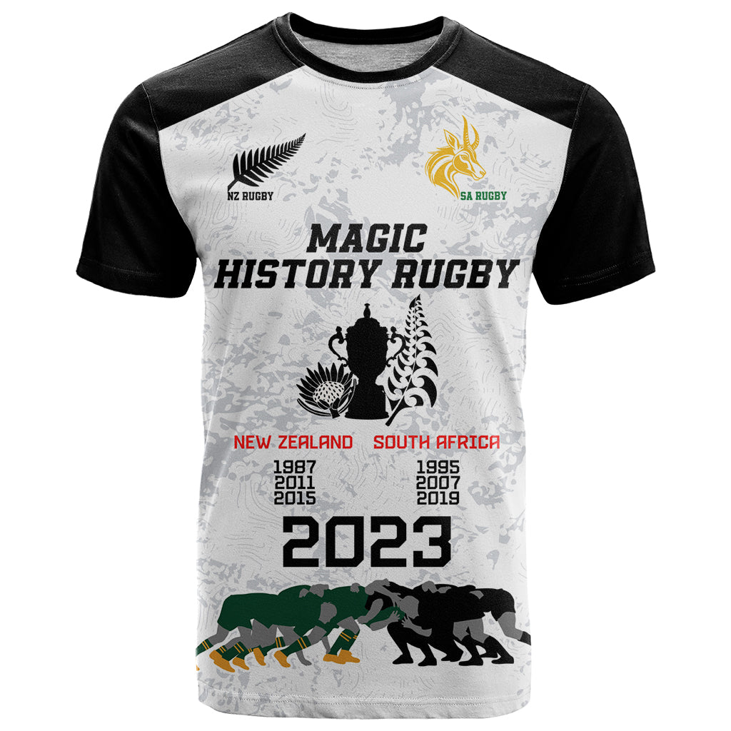 Custom New Zealand South Africa Rugby T Shirt History Commemorative World Cup Winners Unique LT9 White - Polynesian Pride