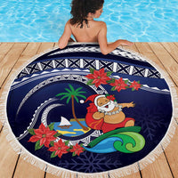 Felis Pusgua Guam Santa Beach Blanket Merry Christmas with Polynesian Tribal LT9 - Polynesian Pride