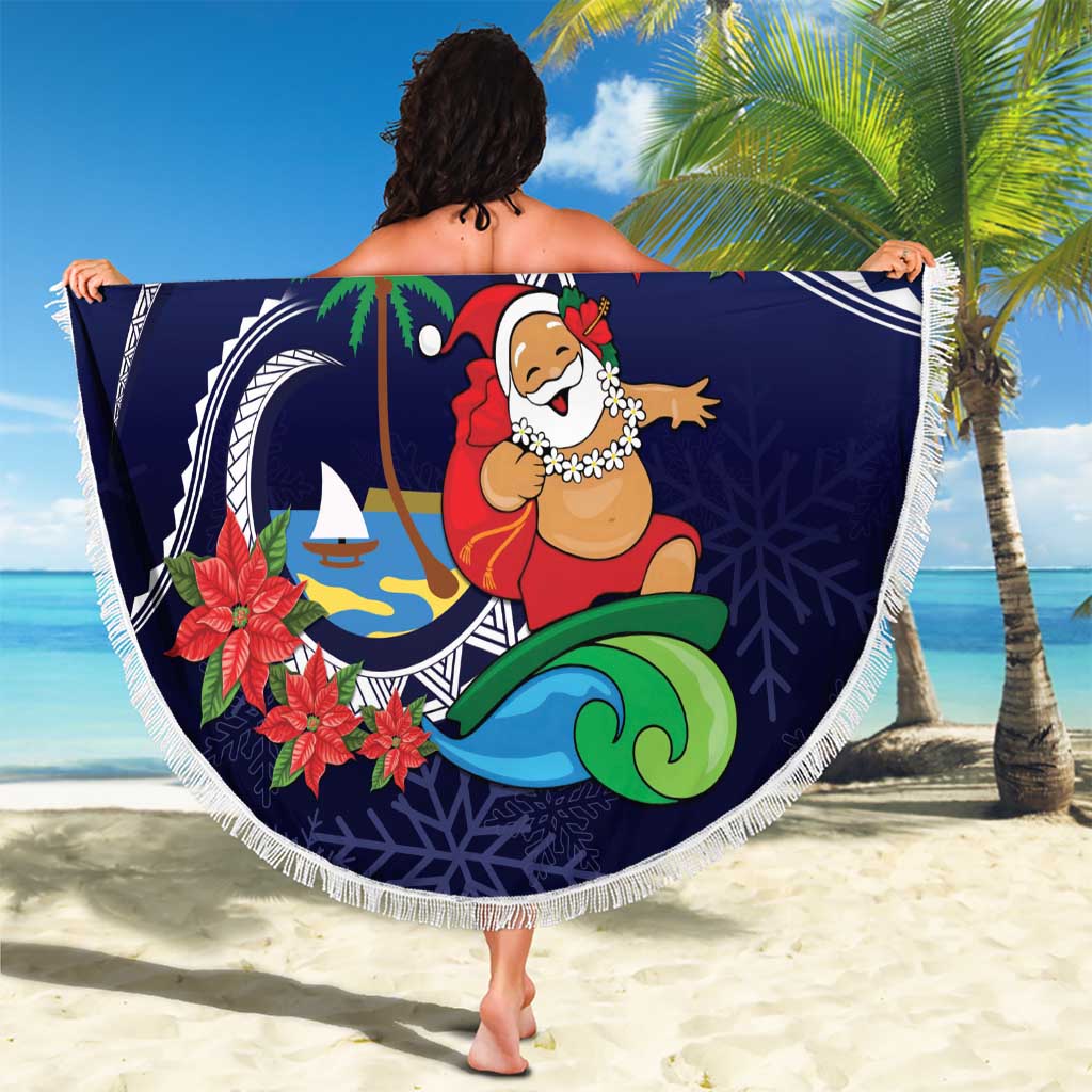 Felis Pusgua Guam Santa Beach Blanket Merry Christmas with Polynesian Tribal LT9 - Polynesian Pride