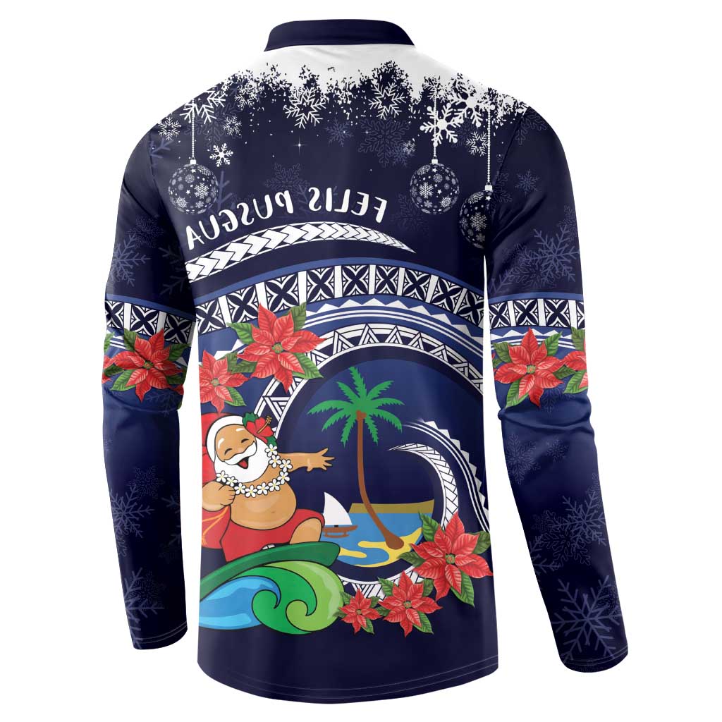 Felis Pusgua Guam Santa Button Sweatshirt Merry Christmas with Polynesian Tribal LT9 - Polynesian Pride