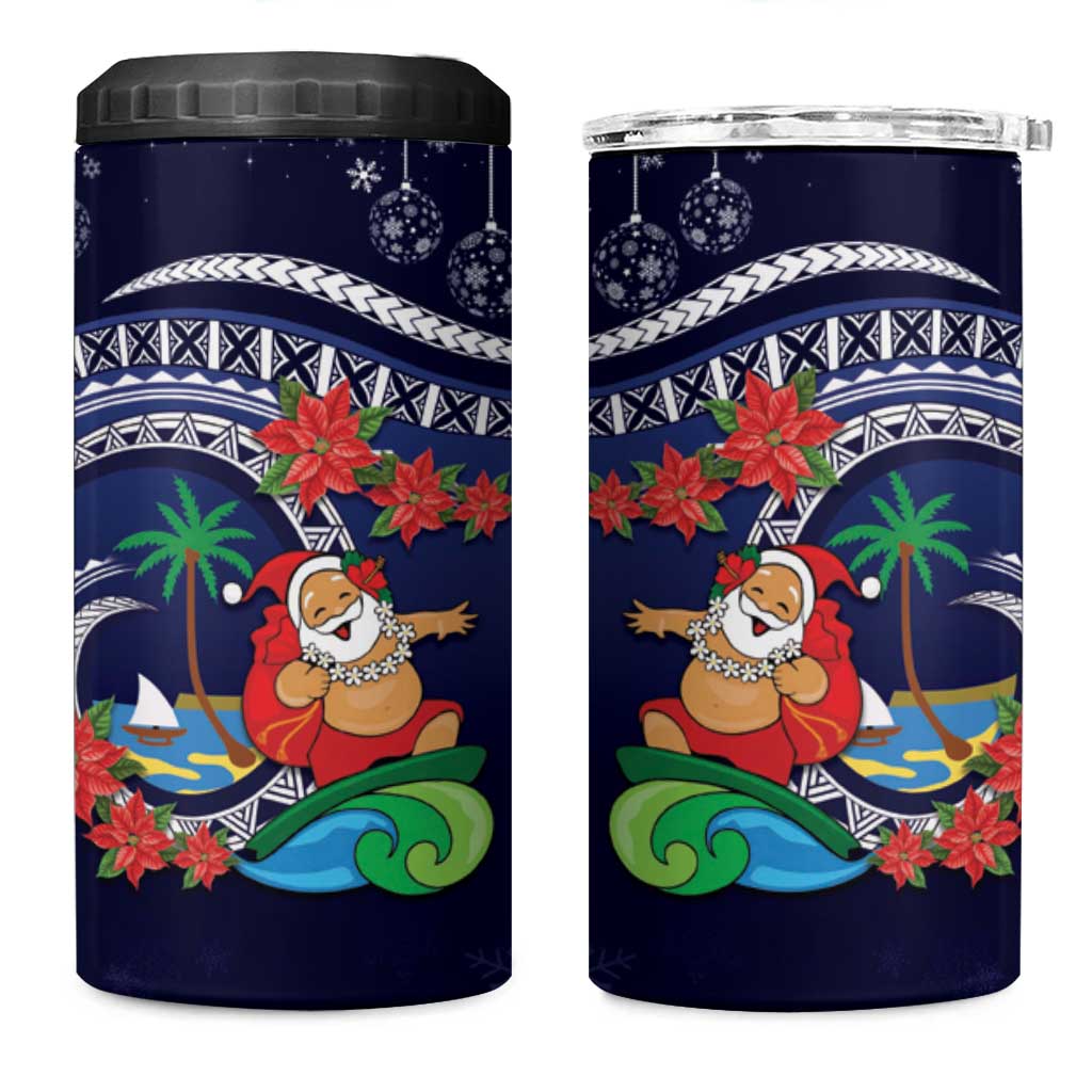 Felis Pusgua Guam Santa 4 in 1 Can Cooler Tumbler Merry Christmas with Polynesian Tribal