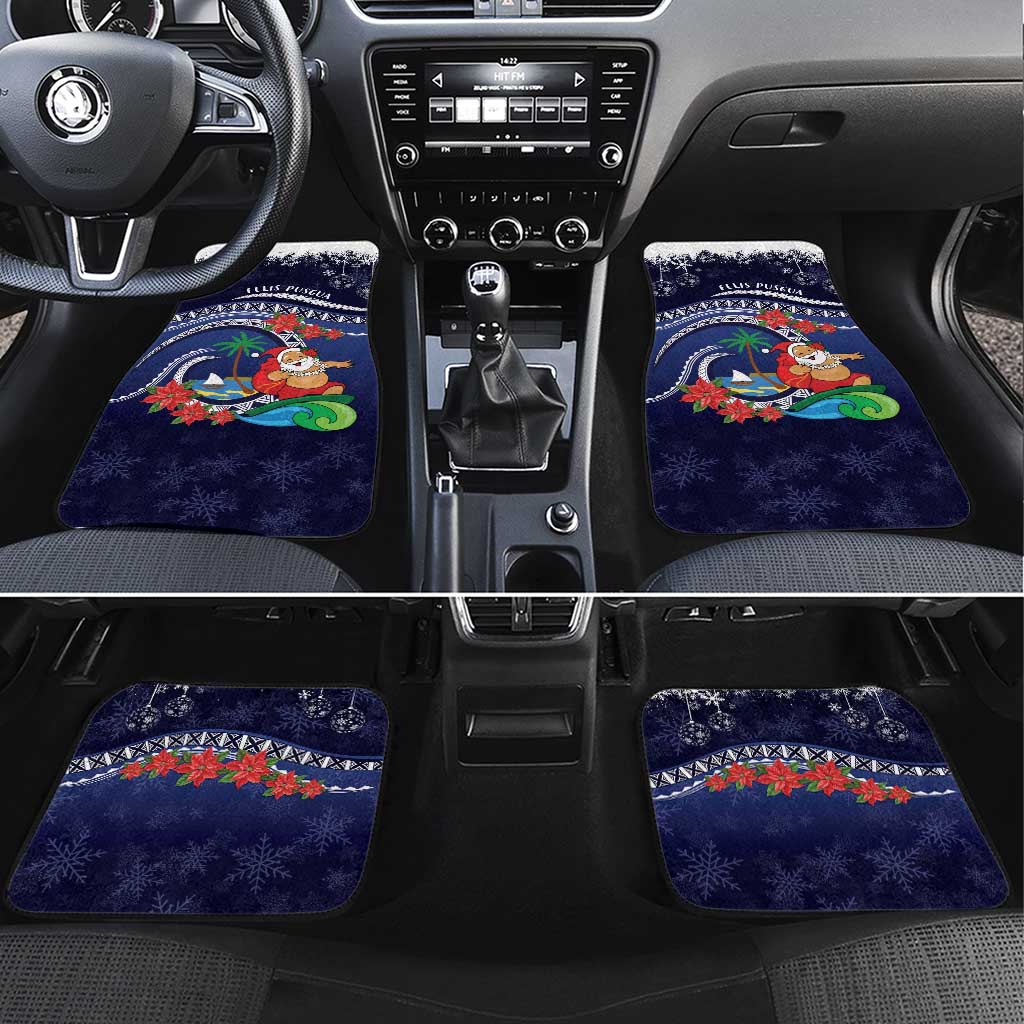 Felis Pusgua Guam Santa Car Mats Merry Christmas with Polynesian Tribal LT9 Set 4pcs Blue - Polynesian Pride