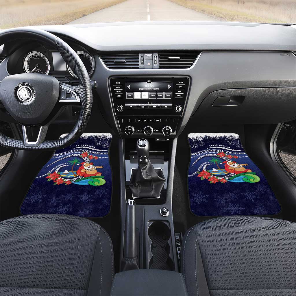 Felis Pusgua Guam Santa Car Mats Merry Christmas with Polynesian Tribal LT9 Set 2pcs - Front Blue - Polynesian Pride