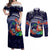 Felis Pusgua Guam Santa Couples Matching Off Shoulder Maxi Dress and Long Sleeve Button Shirt Merry Christmas with Polynesian Tribal