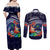 Felis Pusgua Guam Santa Couples Matching Off Shoulder Maxi Dress and Long Sleeve Button Shirt Merry Christmas with Polynesian Tribal