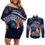 Felis Pusgua Guam Santa Couples Matching Off Shoulder Short Dress and Long Sleeve Button Shirt Merry Christmas with Polynesian Tribal