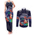 Felis Pusgua Guam Santa Couples Matching Tank Maxi Dress and Long Sleeve Button Shirt Merry Christmas with Polynesian Tribal