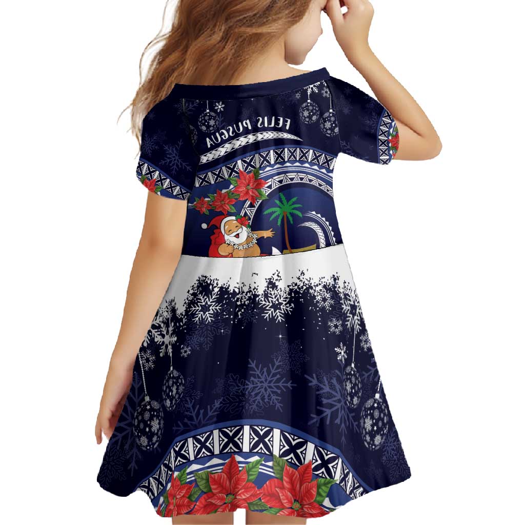 Felis Pusgua Guam Santa Family Matching Short Sleeve Bodycon Dress and Hawaiian Shirt Merry Christmas with Polynesian Tribal