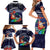 Felis Pusgua Guam Santa Family Matching Short Sleeve Bodycon Dress and Hawaiian Shirt Merry Christmas with Polynesian Tribal