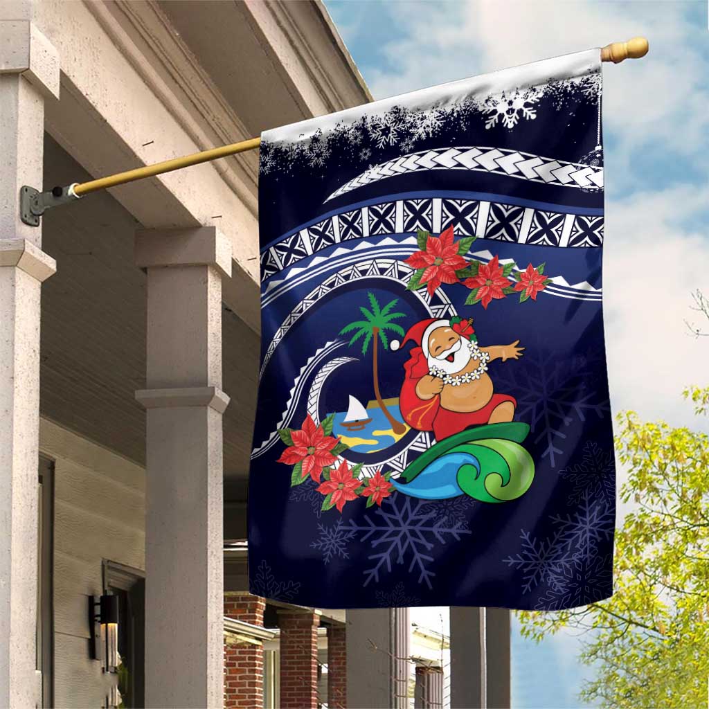 Felis Pusgua Guam Santa Garden Flag Merry Christmas with Polynesian Tribal