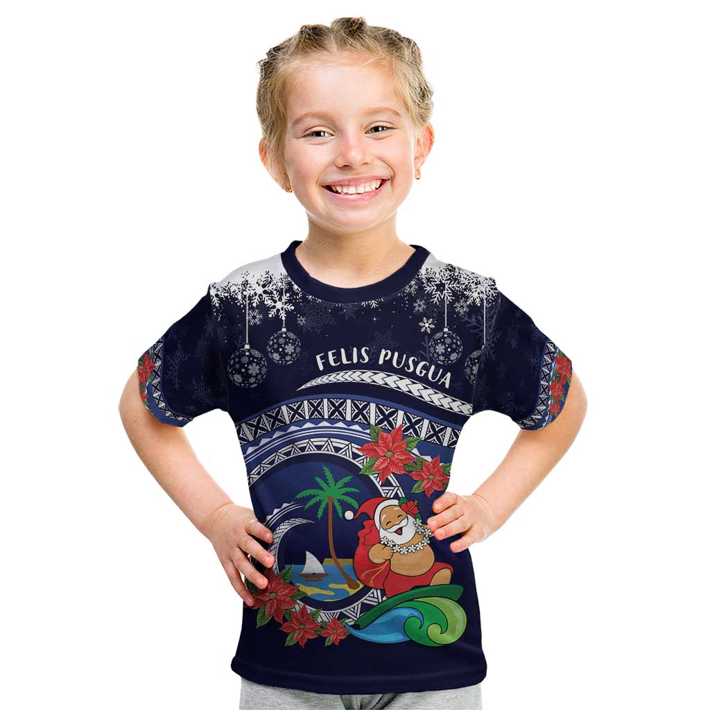 Felis Pusgua Guam Santa Kid T Shirt Merry Christmas with Polynesian Tribal