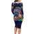 Felis Pusgua Guam Santa Long Sleeve Bodycon Dress Merry Christmas with Polynesian Tribal