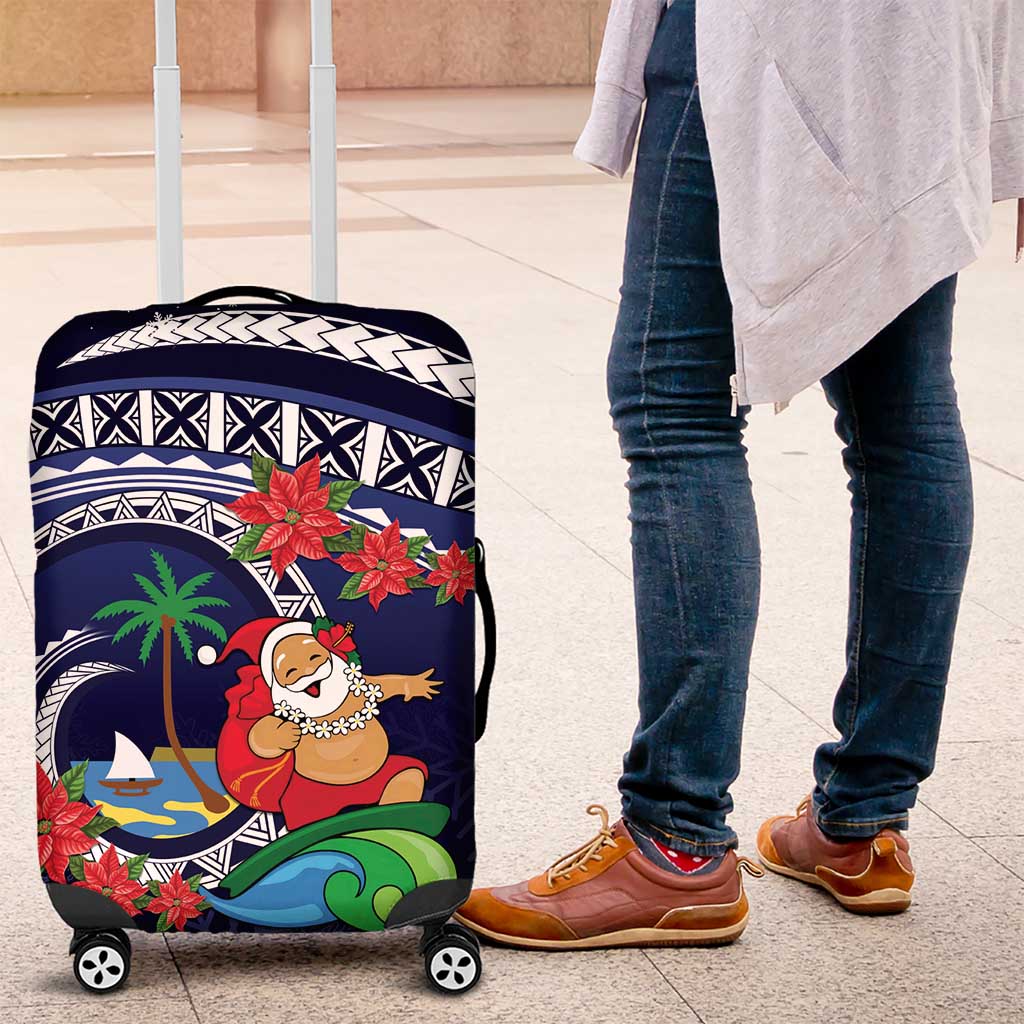 Felis Pusgua Guam Santa Luggage Cover Merry Christmas with Polynesian Tribal