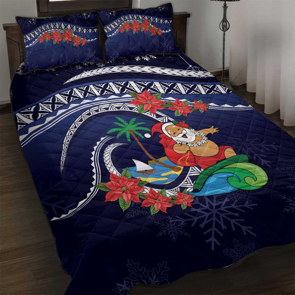 Felis Pusgua Guam Santa Quilt Bed Set Merry Christmas with Polynesian Tribal