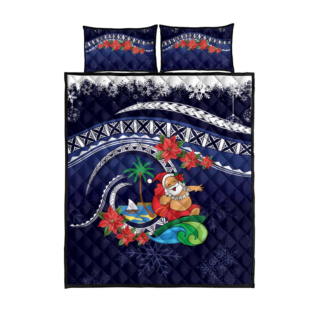 Felis Pusgua Guam Santa Quilt Bed Set Merry Christmas with Polynesian Tribal