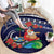 Felis Pusgua Guam Santa Round Carpet Merry Christmas with Polynesian Tribal