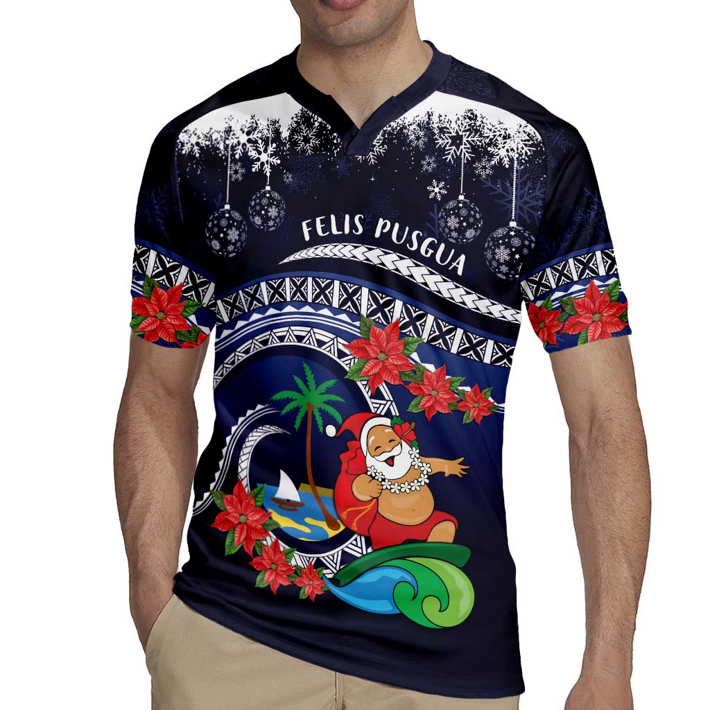 Felis Pusgua Guam Santa Rugby Jersey Merry Christmas with Polynesian Tribal LT9 - Polynesian Pride