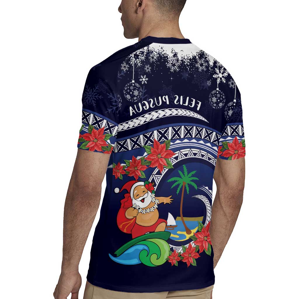 Felis Pusgua Guam Santa Rugby Jersey Merry Christmas with Polynesian Tribal LT9 - Polynesian Pride