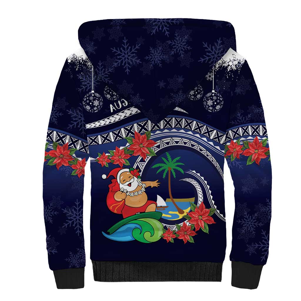 Felis Pusgua Guam Santa Sherpa Hoodie Merry Christmas with Polynesian Tribal LT9 - Polynesian Pride