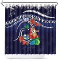 Felis Pusgua Guam Santa Shower Curtain Merry Christmas with Polynesian Tribal