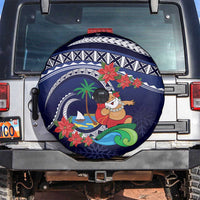 Felis Pusgua Guam Santa Spare Tire Cover Merry Christmas with Polynesian Tribal LT9 Blue - Polynesian Pride